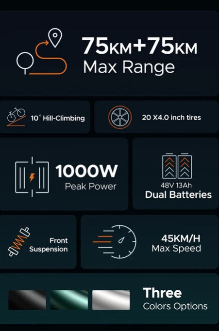 ENGWE M20 | Bicicletta Elettrica | Versatile | 48V 13Ah/26Ah | Autonomia 75Km+75Km| GARANZIA ITALIANA